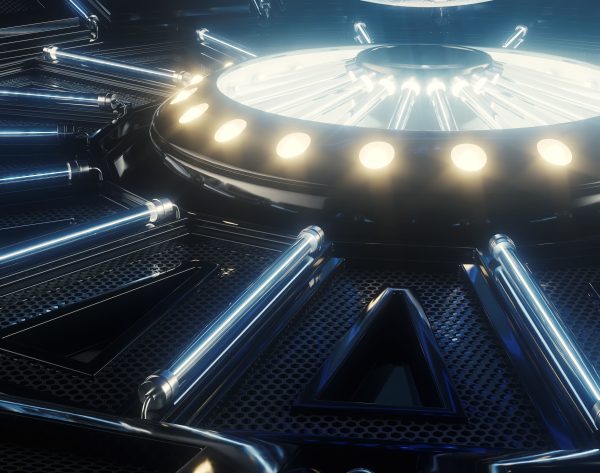 Futuristic Rugby Ball and Stage