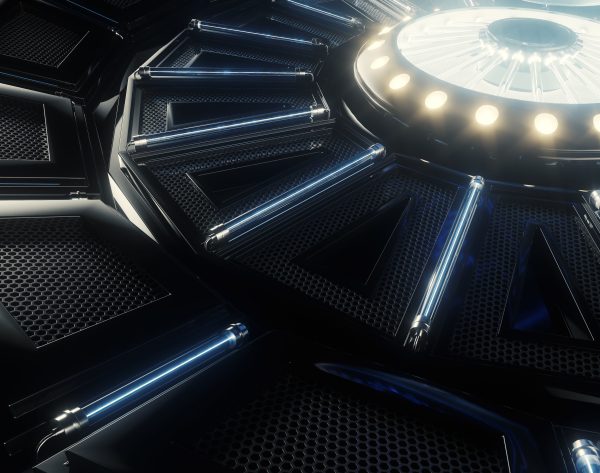 Futuristic Rugby Ball and Stage