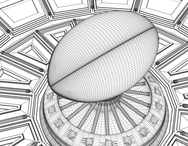 Futuristic Rugby Ball and Stage