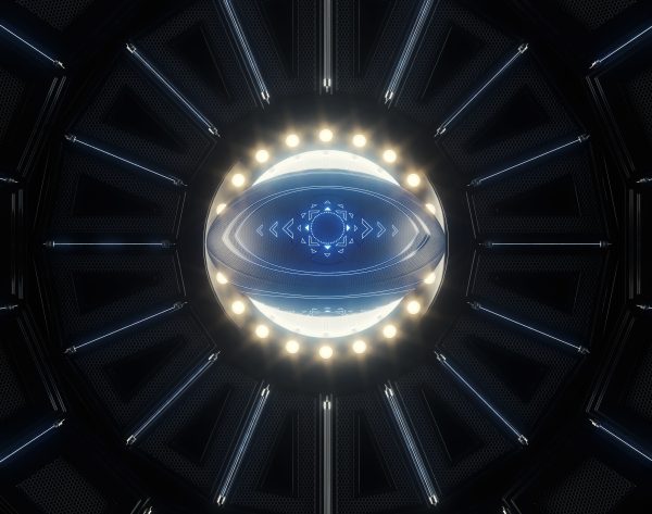 Futuristic Rugby Ball and Stage