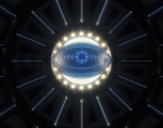 Futuristic Rugby Ball and Stage