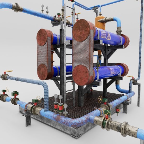 Game asset low poly industrial factory object 001