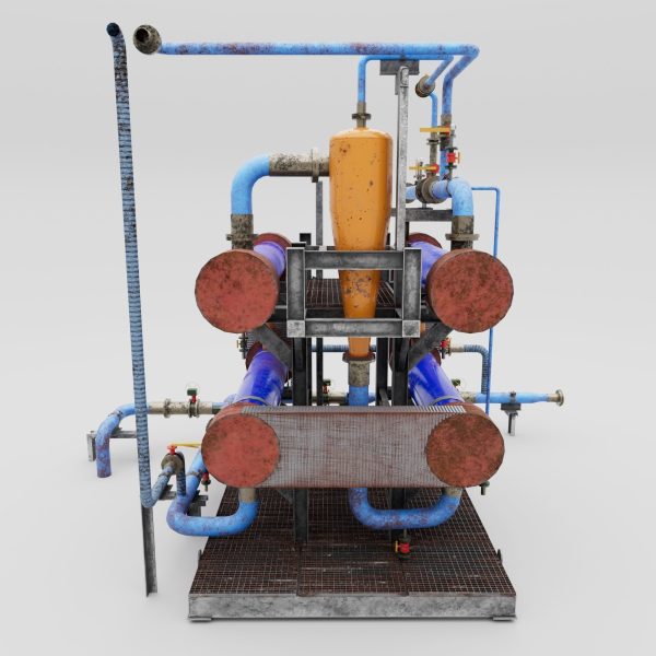Game asset low poly industrial factory object 001