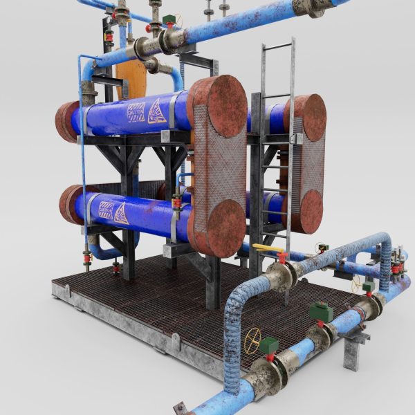 Game asset low poly industrial factory object 001