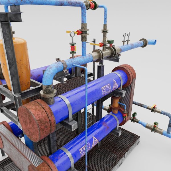 Game asset low poly industrial factory object 001