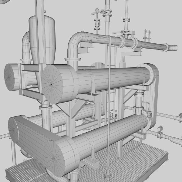 Game asset low poly industrial factory object 001