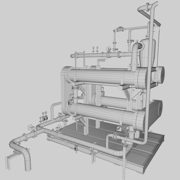 Game asset low poly industrial factory object 001