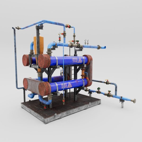 Game asset low poly industrial factory object 001