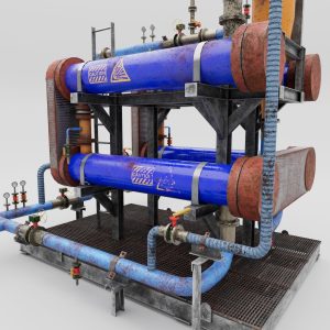 Game asset low poly industrial factory object 001
