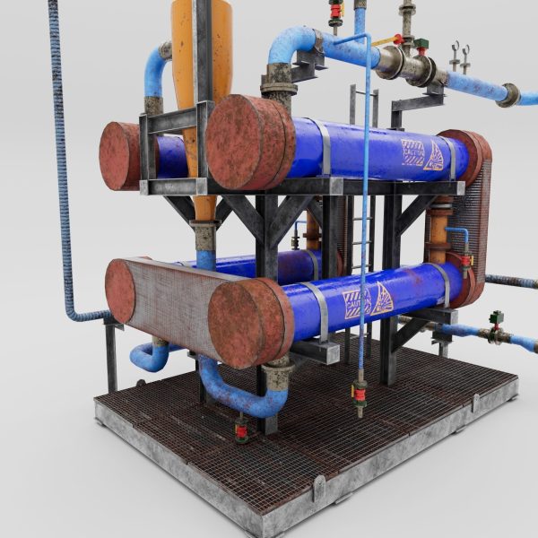 Game asset low poly industrial factory object 001