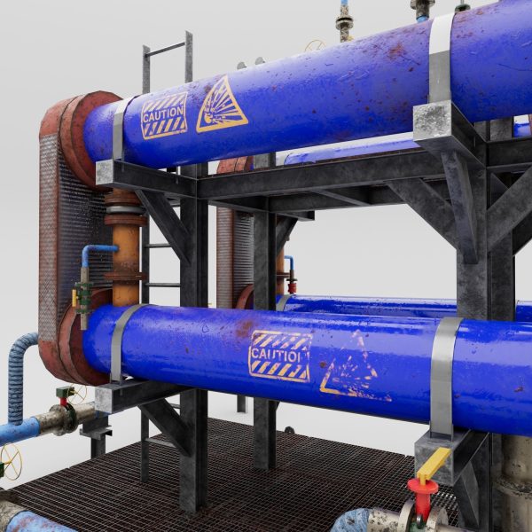 Game asset low poly industrial factory object 001