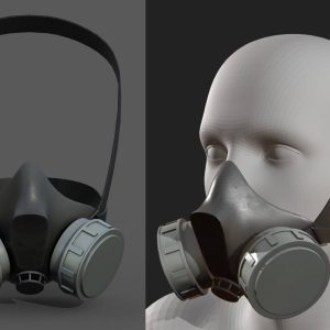 Gas mask helmet 3d model military combat fantasy cyborg armor