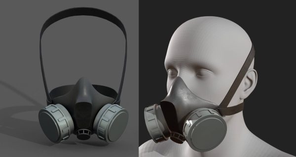 Gas mask helmet 3d model military combat fantasy cyborg armor