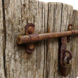 Grungy door latch