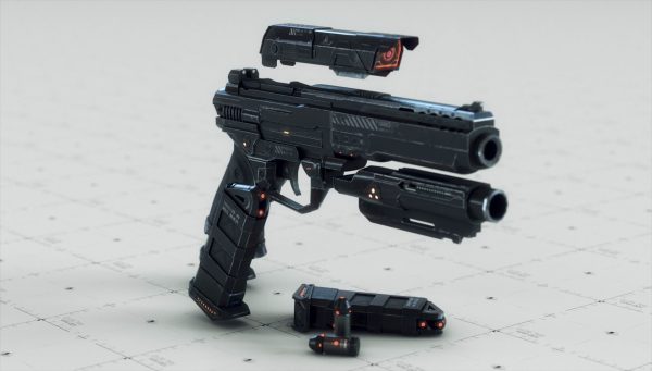 Gun and Boxes SciFi - PBR 3D Asset Kit