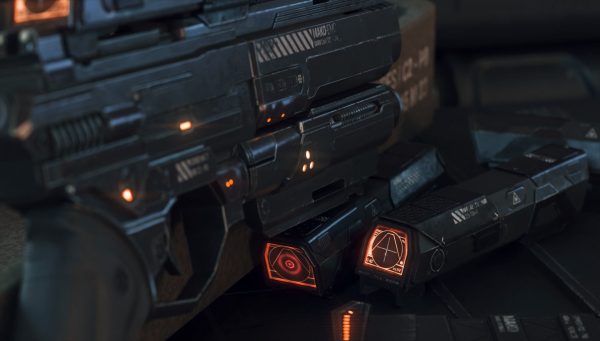 Gun and Boxes SciFi - PBR 3D Asset Kit