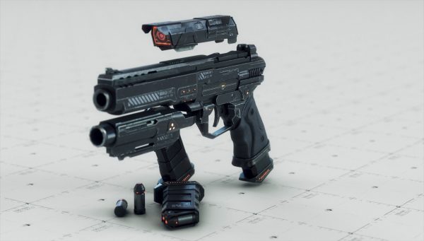 Gun and Boxes SciFi - PBR 3D Asset Kit