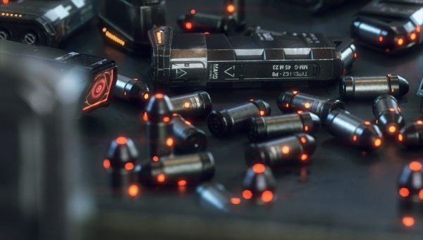 Gun and Boxes SciFi - PBR 3D Asset Kit