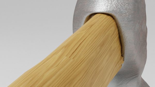 Hammer with wooden handle