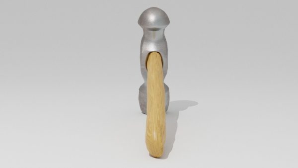 Hammer with wooden handle