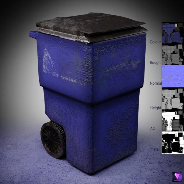 HD game-ready outdoor trash bin