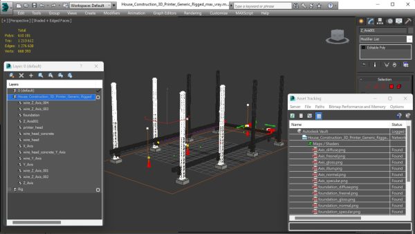 House Construction 3D Printer Generic Rigged