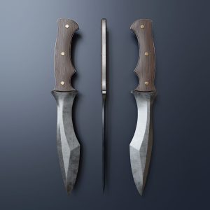 Hunting knife with wooden grips 4
