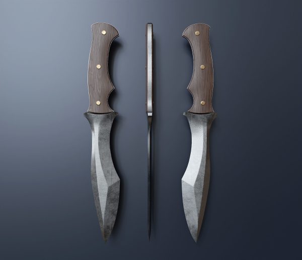 Hunting knife with wooden grips 4