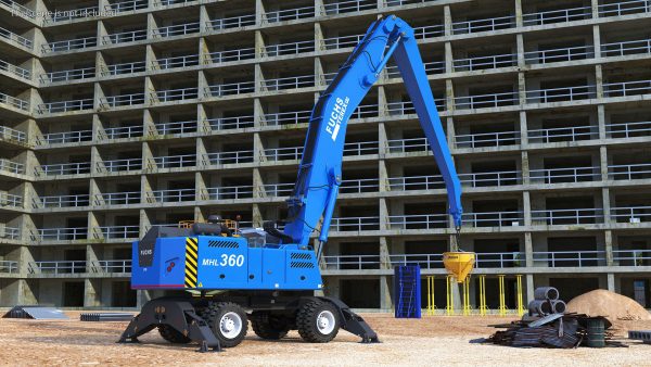 Industrial Crane with Concrete Bucket