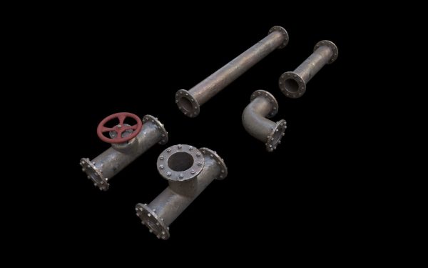 Industrial Pipes with 4K PBR texture -city props 3-