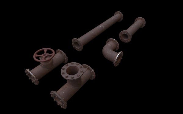 Industrial Pipes with 4K PBR texture -city props 3-