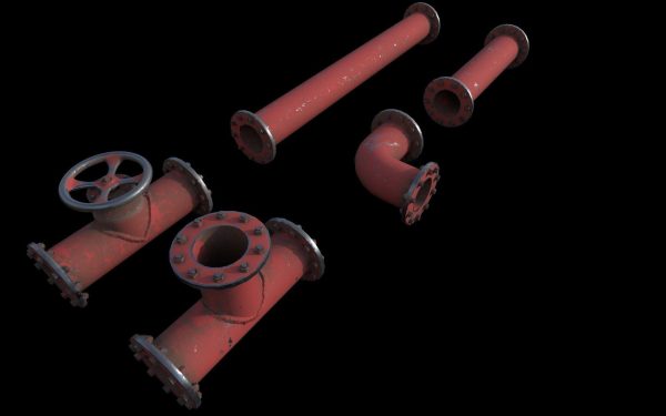 Industrial Pipes with 4K PBR texture -city props 3-