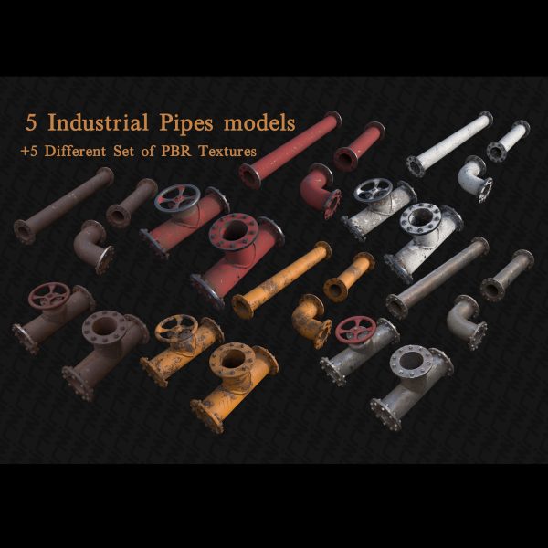 Industrial Pipes with 4K PBR texture -city props 3-