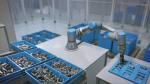 Industrial Robot Scene with Baskets Animated
