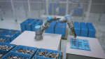 Industrial Robot Scene with Baskets Animated