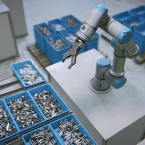 Industrial Robot Scene with Baskets Animated