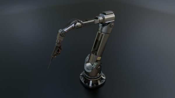 Industrial Robotic Arm with Rigged and Animated