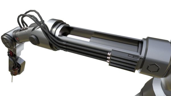 Industrial Robotic Arm with Rigged and Animated