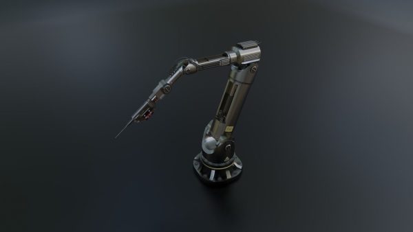 Industrial Robotic Arm with Rigged and Animated
