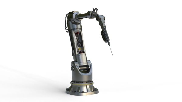 Industrial Robotic Arm with Rigged and Animated