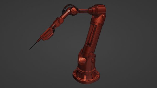 Industrial Robotic Arm with Rigged and Animated