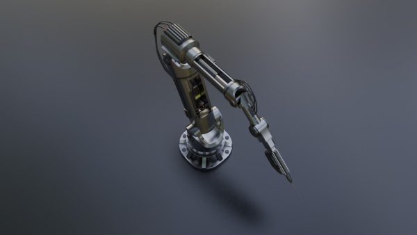 Industrial Robotic Arm with Rigged and Animated