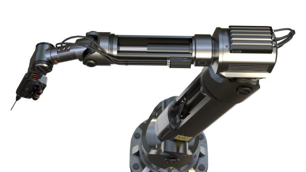 Industrial Robotic Arm with Rigged and Animated