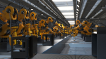 Industrial robots assembling 3D printers