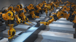 Industrial robots assembling 3D printers