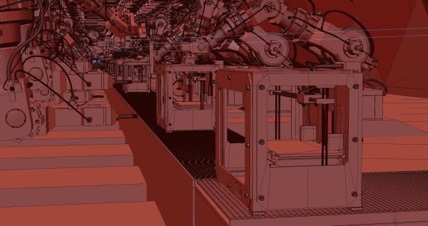 Industrial robots assembling 3D printers
