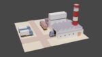 Industrial set factory with chimneys