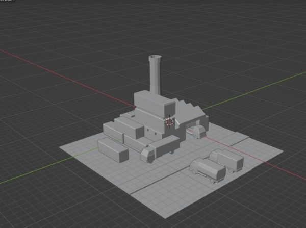 Industrial set factory with chimneys