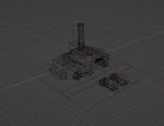 Industrial set factory with chimneys