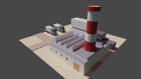 Industrial set factory with chimneys